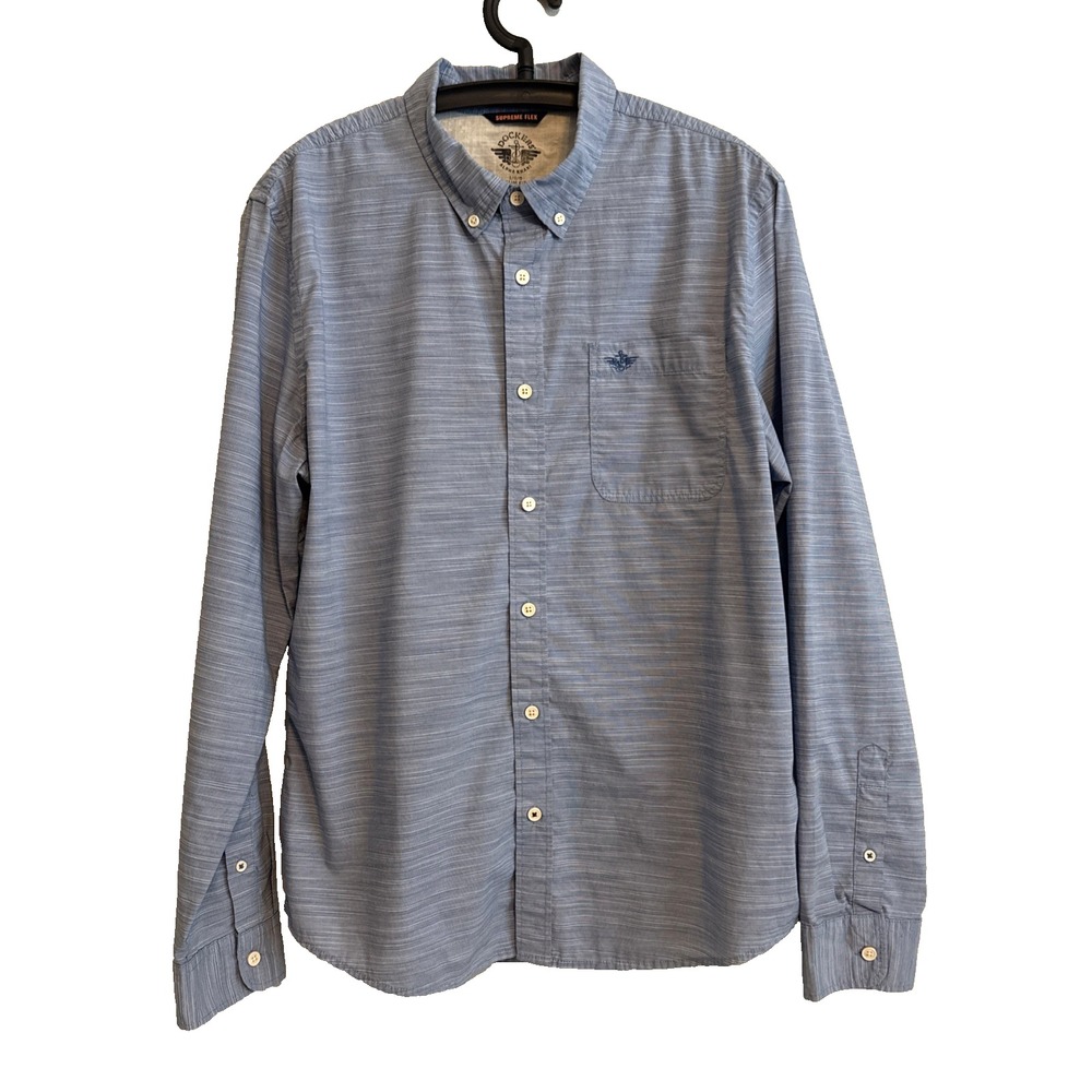 Dockers Alpha Khaki Supreme Flex Slim Fit Shirt L Button Casual Minimalist Work